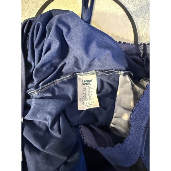 Lands End Womens Plus 22W 3X Swimsuit Top Tankini Navy Polka Dot Retro Halter - Picture 4 of 4